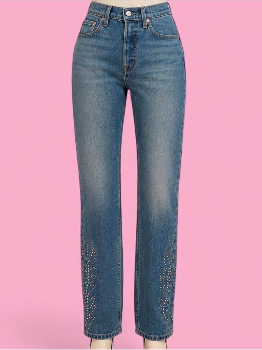 Levi’s 501 Solargenic Rhinestone Straight Leg Jeans W28 L30